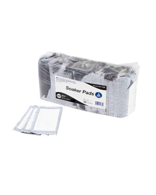 Pack of soaker pads with a clear plastic cover on a white background