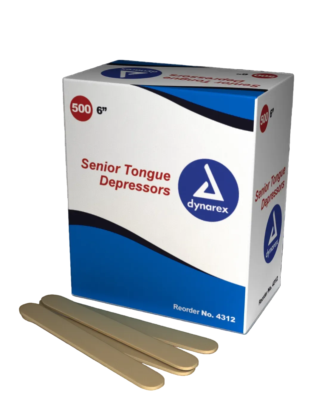 Box of Dynarex Senior Tongue Depressors with two gold tongue depressors in front